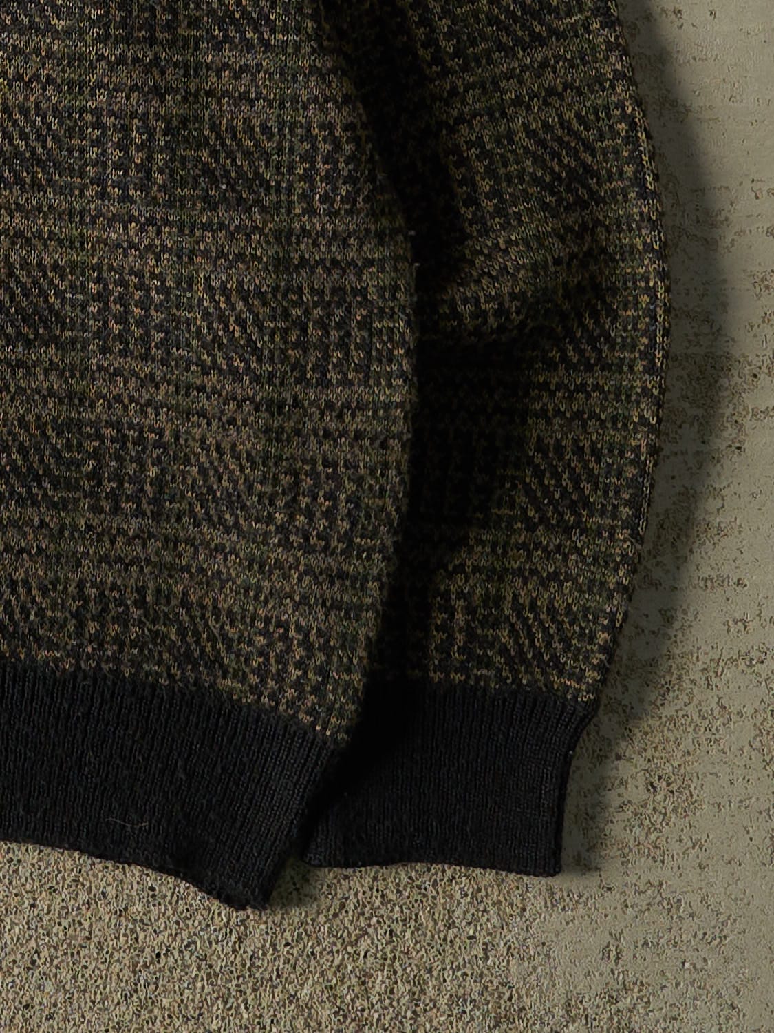 Vintage 80s Brown Quarter Button Knit Sweater (L/XL)
