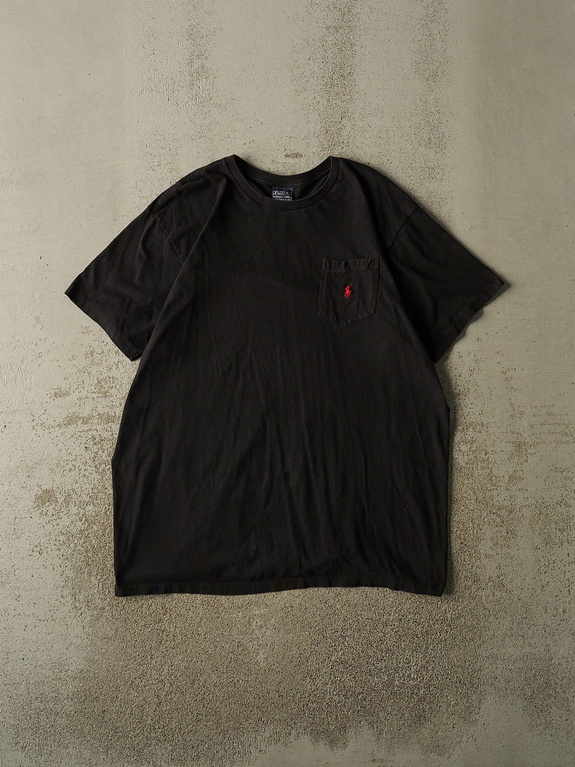 Vintage 90s Black Polo Pocket Single Stitch Tee (XL)