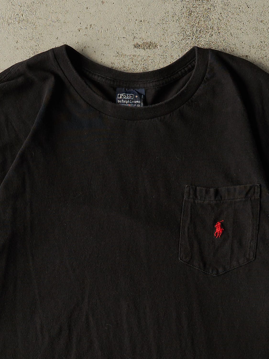 Vintage 90s Black Polo Pocket Single Stitch Tee (XL)