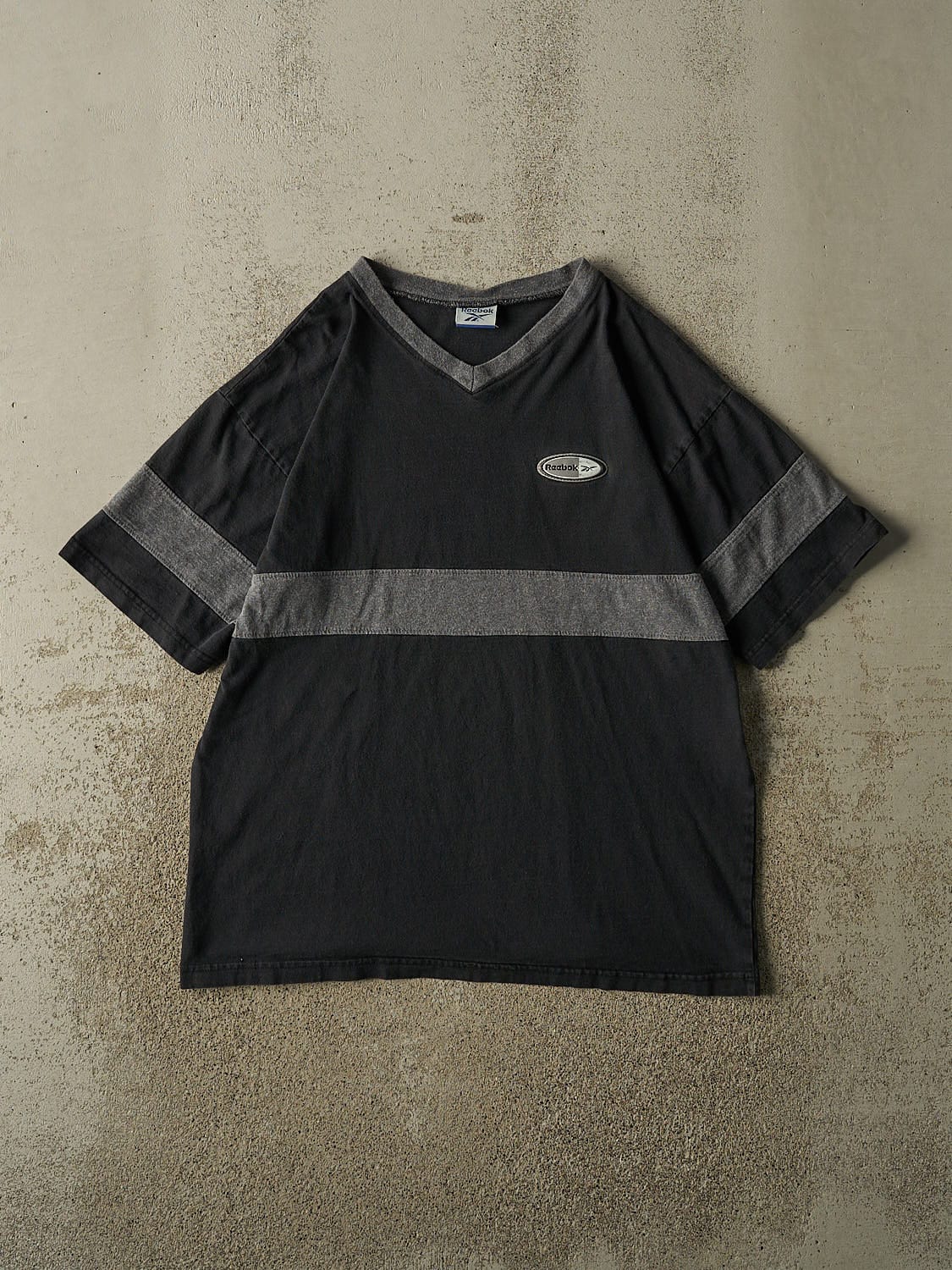Vintage Y2K Faded Black Reebok Logo Tee (L/XL)