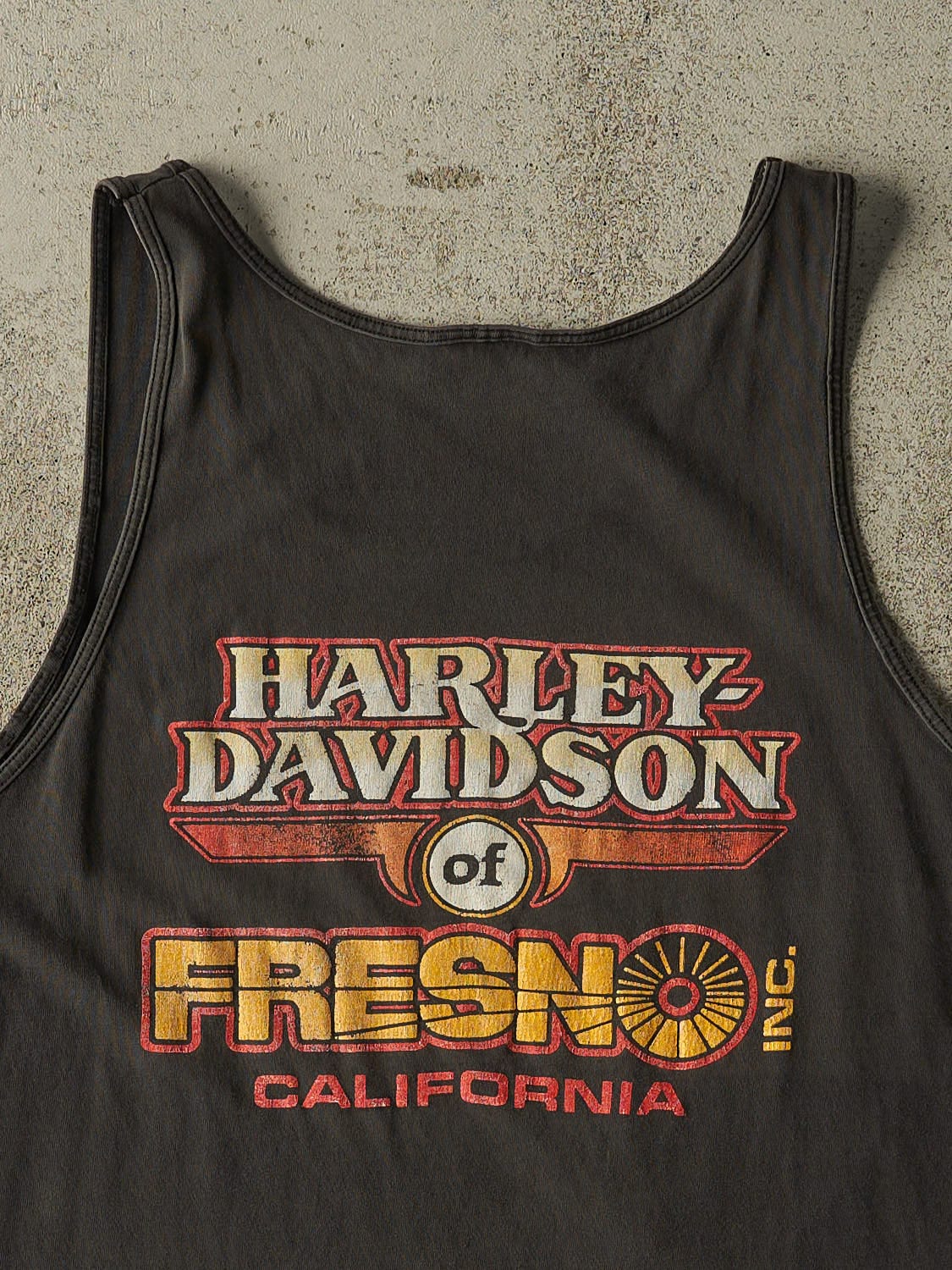 Vintage 90' Faded Black Harley Davidson Fresno, CA Tank (L/XL)