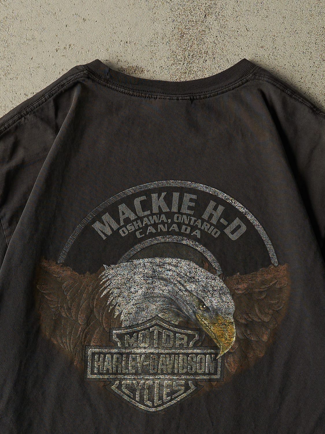 Vintage 12' Faded Black Harley Davidson Oshawa, ON Tee (L)