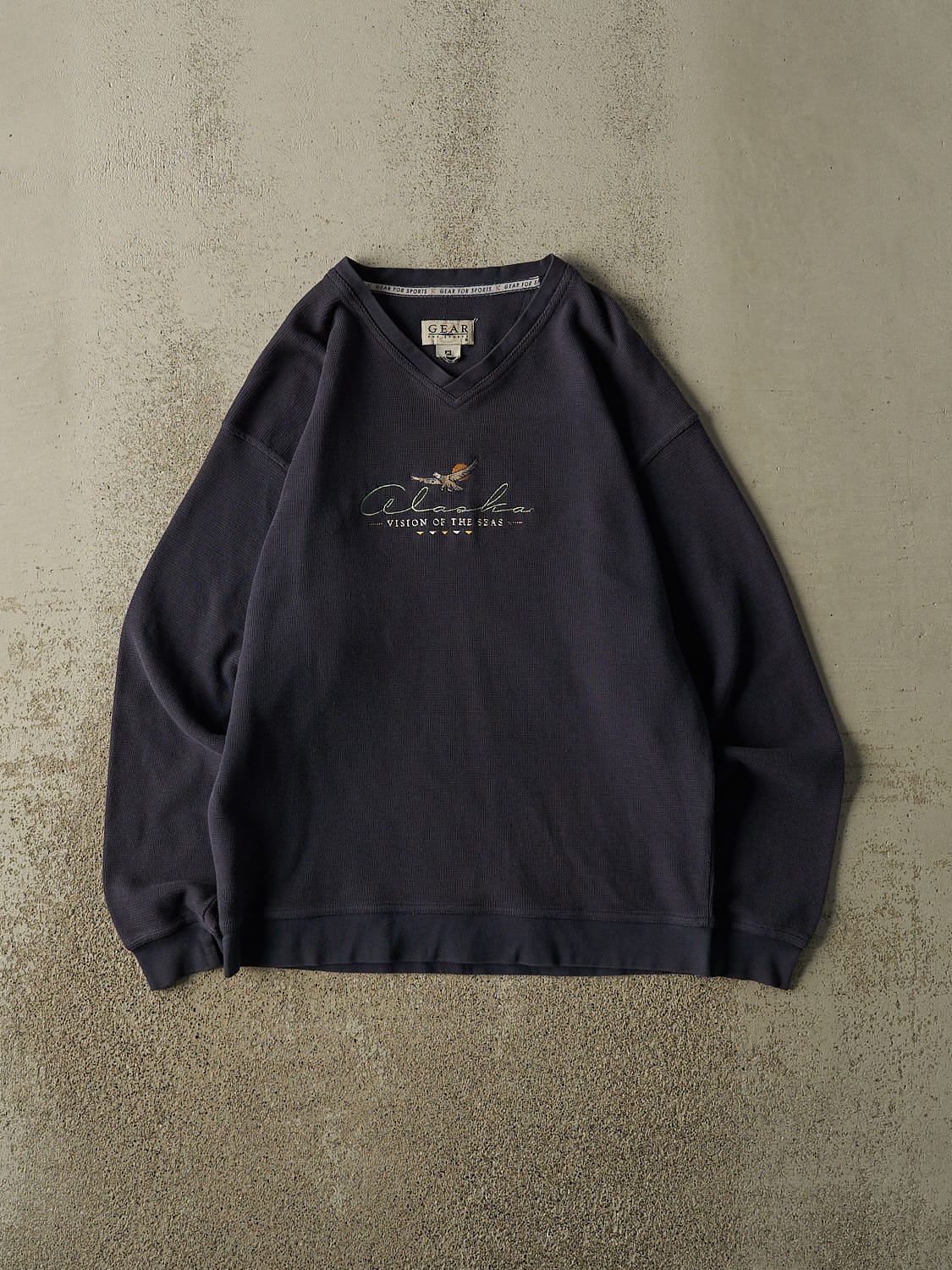 Vintage 90s Navy Blue Alaska Embroidered Thermal Long Sleeve (M/L)