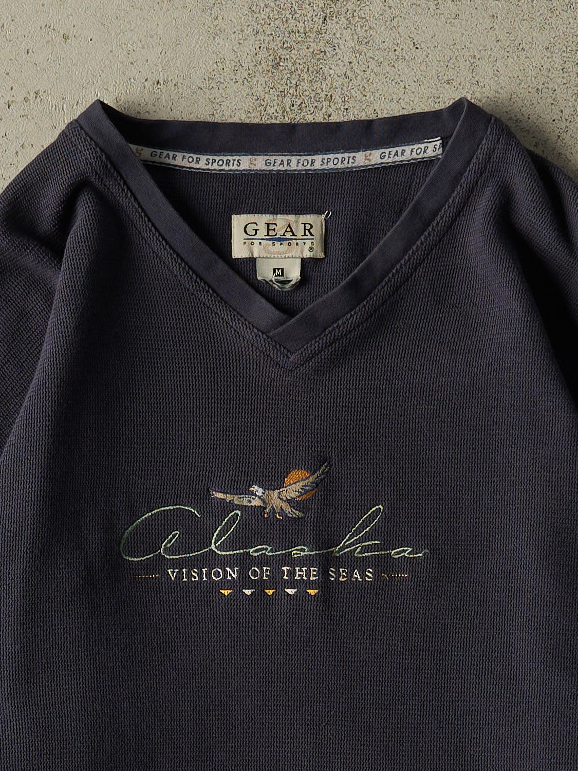 Vintage 90s Navy Blue Alaska Embroidered Thermal Long Sleeve (M/L)