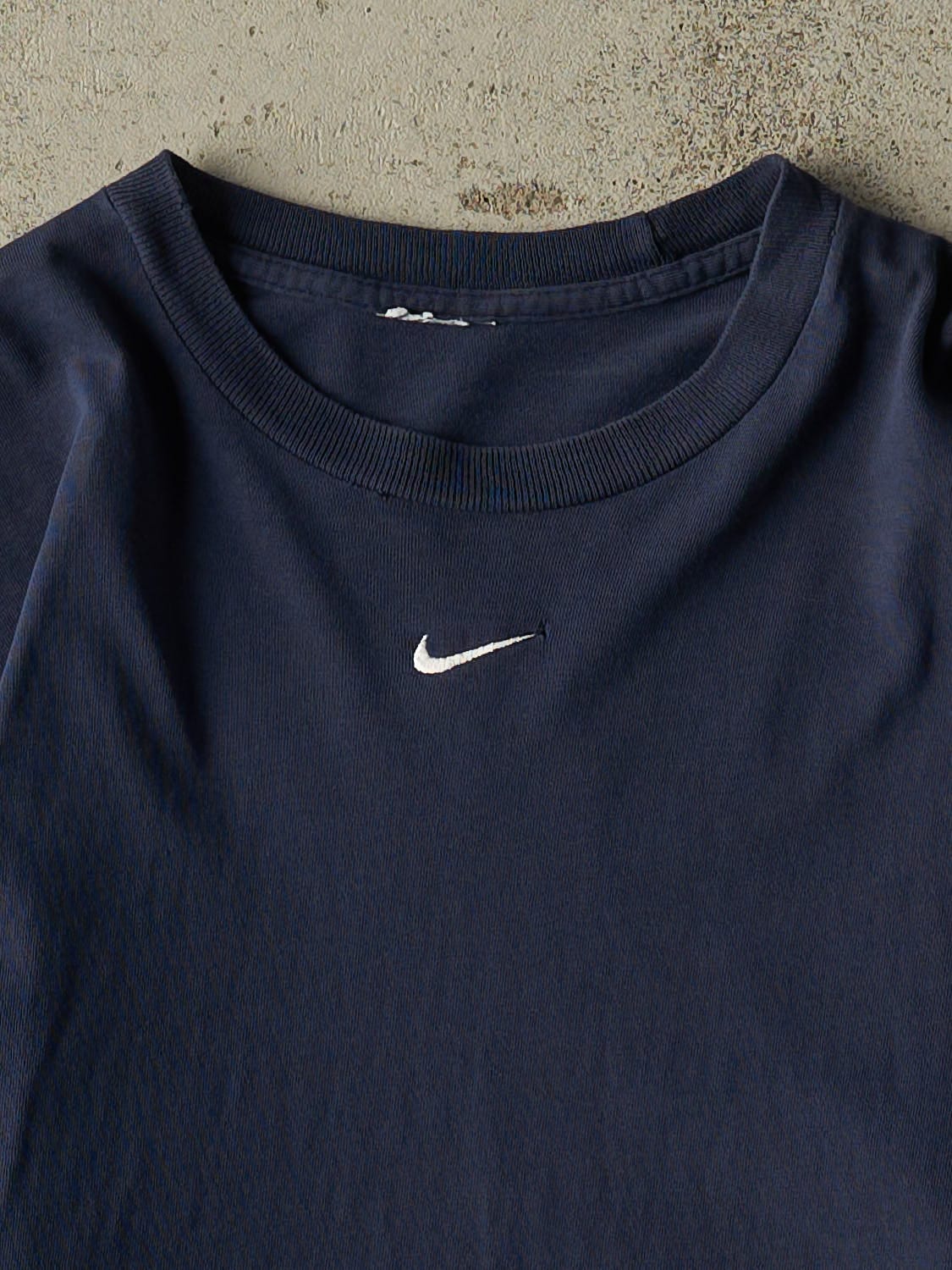 Vintage 90s Navy Blue Nike Embroidered Long Sleeve (M/L)