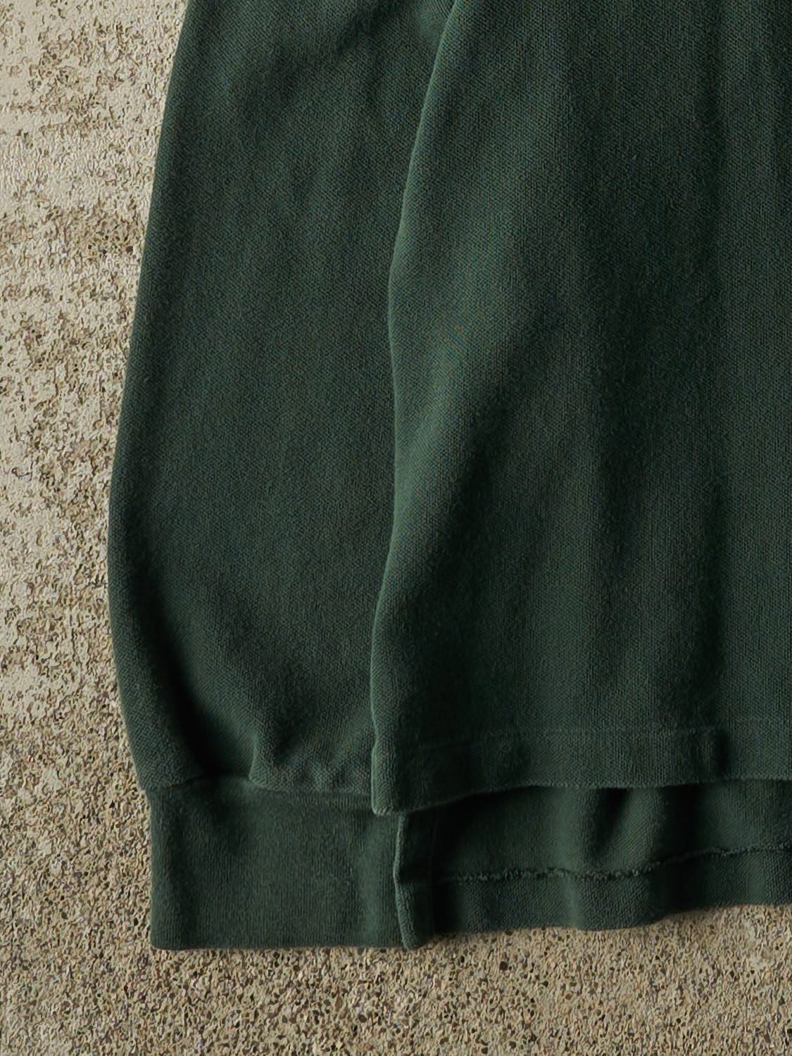Vintage 90s Green Polo Quarter Button Long Sleeve (L)