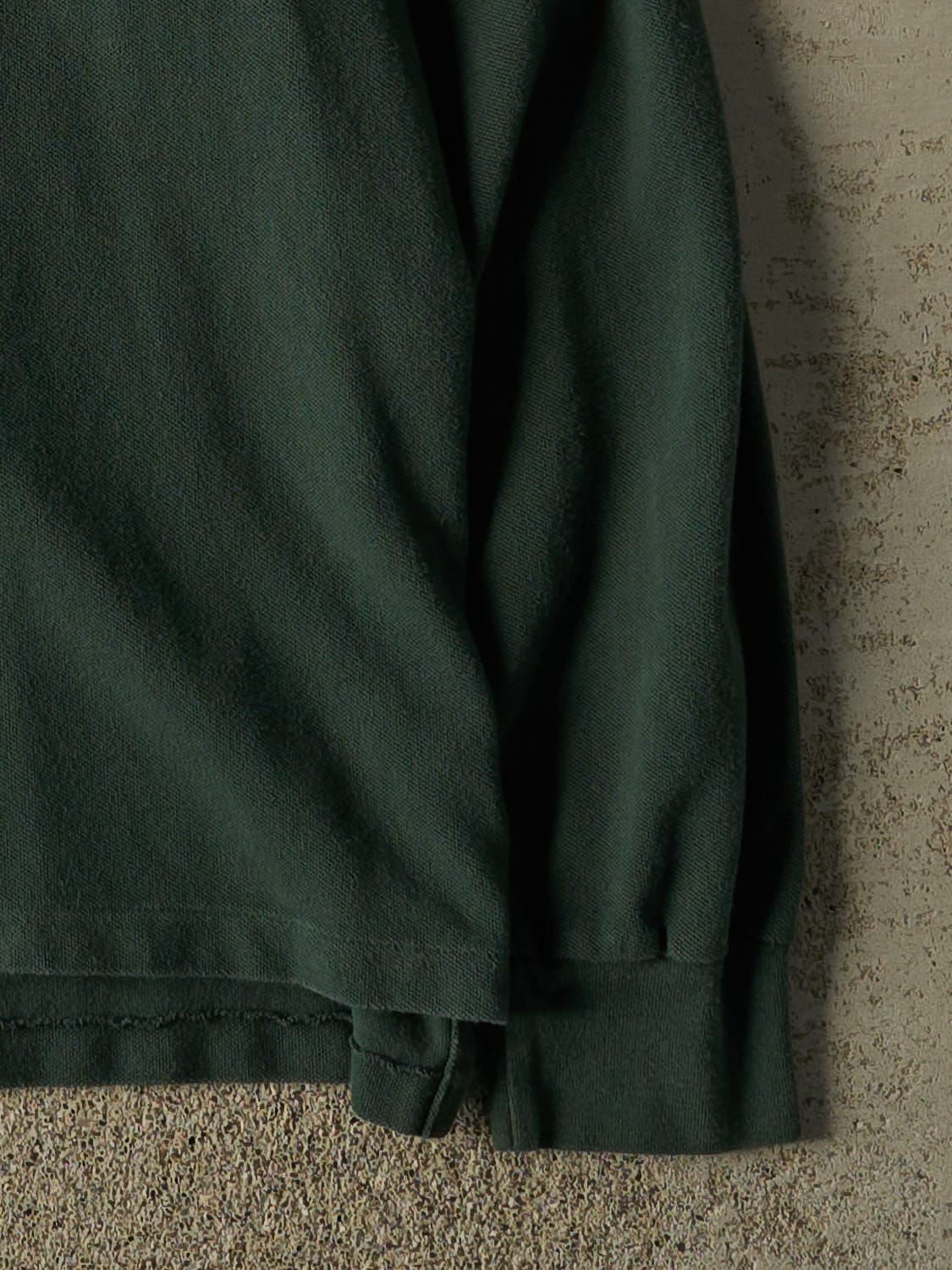 Vintage 90s Green Polo Quarter Button Long Sleeve (L)