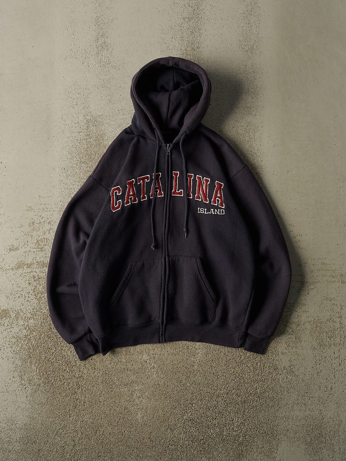 Vintage 90s Navy Blue Catalina Island Embroidered Zip Up Hoodie (S/M)