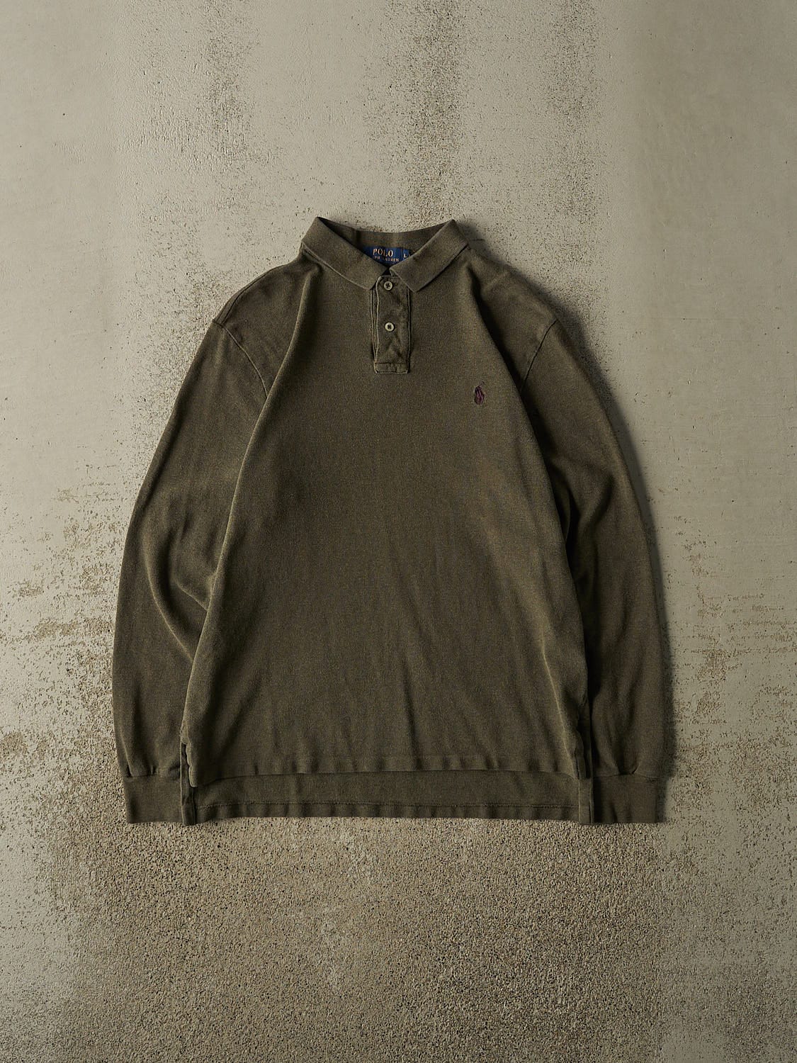 Vintage Y2K Green Polo Quarter Button Long Sleeve (M/L)