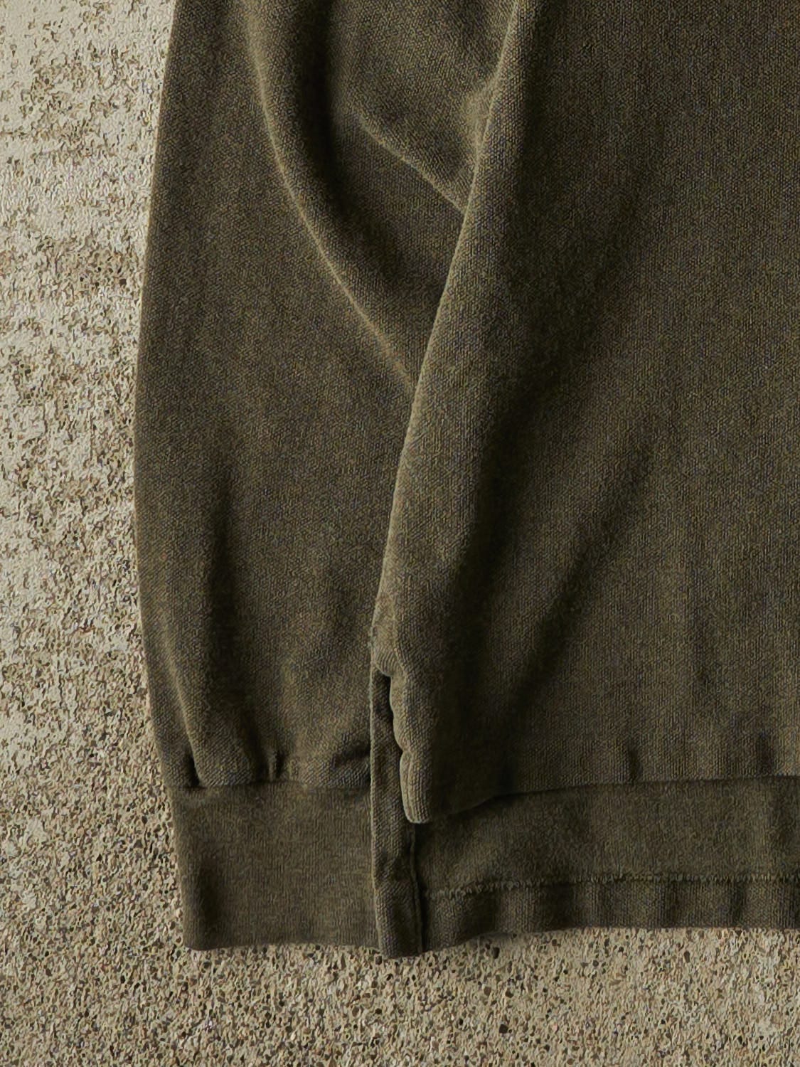 Vintage Y2K Green Polo Quarter Button Long Sleeve (M/L)