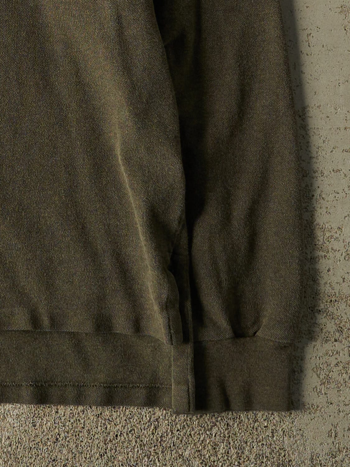 Vintage Y2K Green Polo Quarter Button Long Sleeve (M/L)