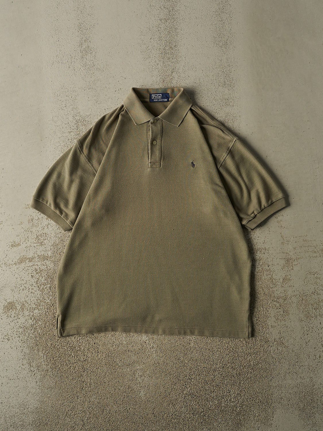 Vintage 90s Beige Polo Quarter Button Tee (L/XL)