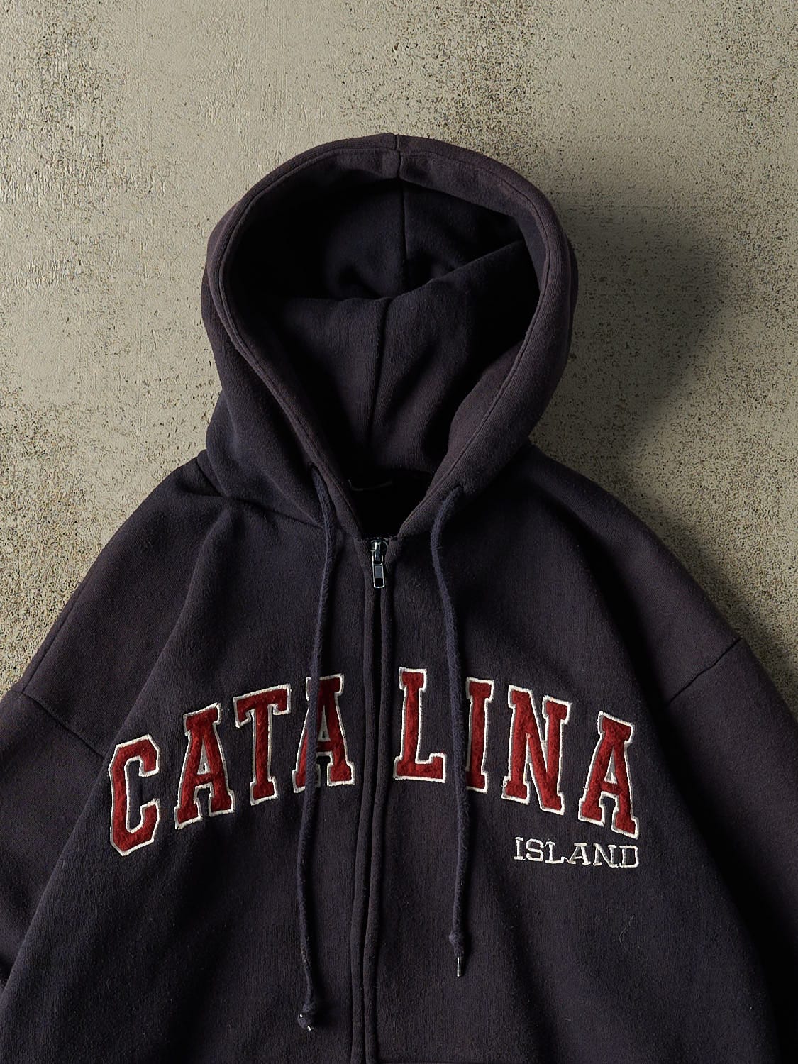 Vintage 90s Navy Blue Catalina Island Embroidered Zip Up Hoodie (S/M)