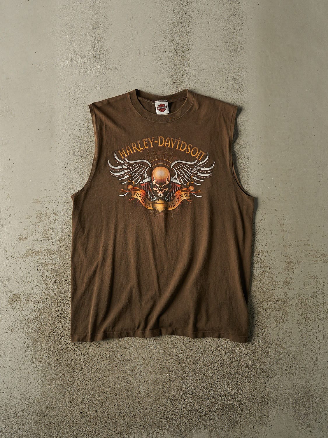 Vintage 07' Brown Harley Davidson Tinley Park IL Tank (L/XL)