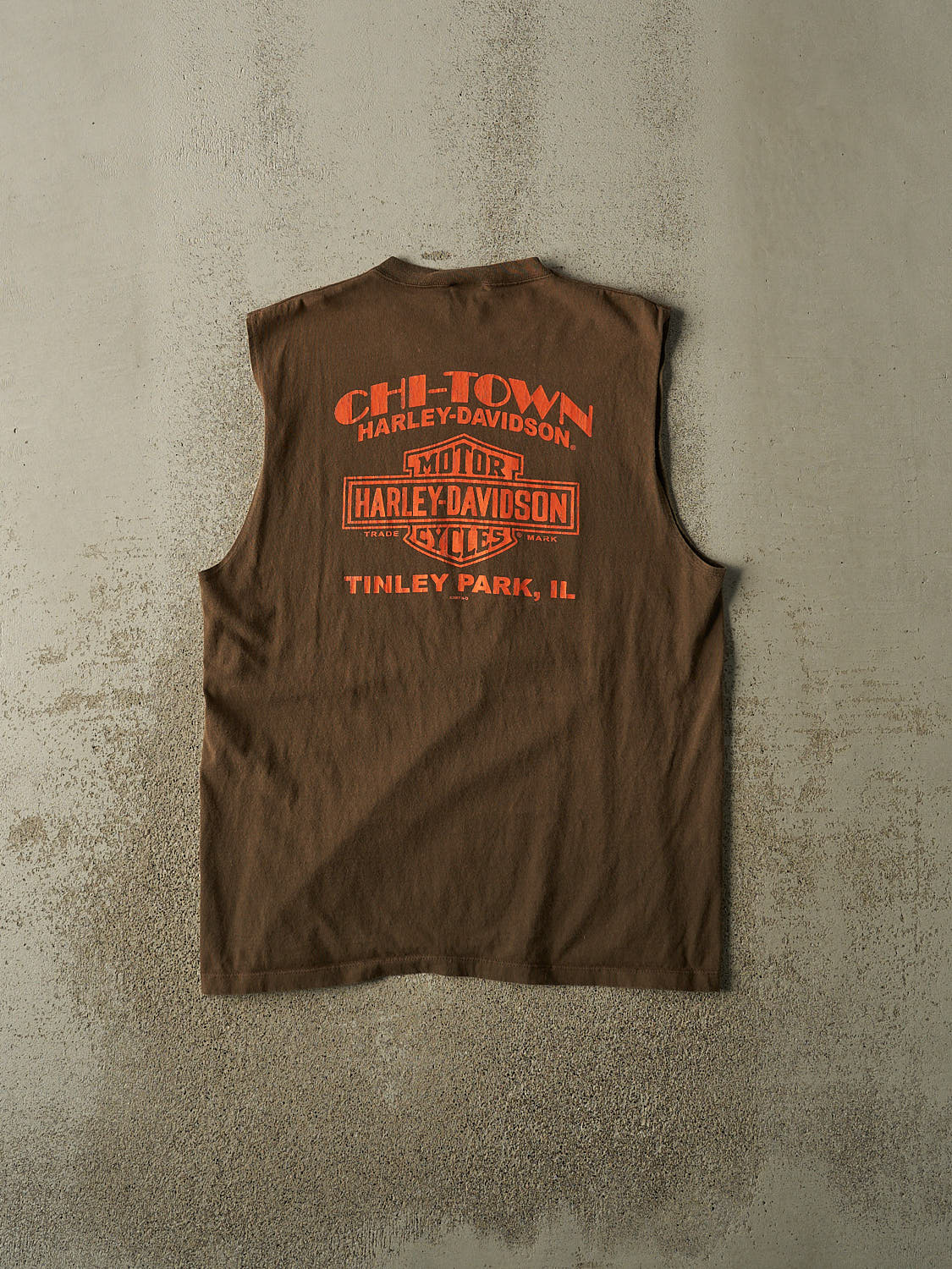 Vintage 07' Brown Harley Davidson Tinley Park IL Tank (L/XL)