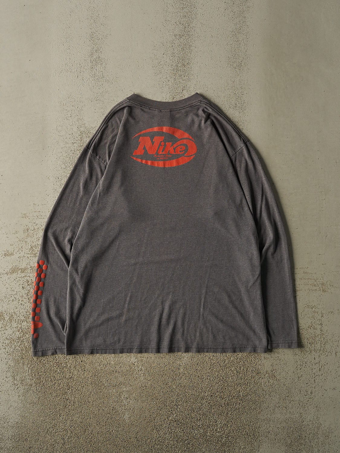 Vintage Y2K Charcoal Grey Nike Logo Long Sleeve (XL)