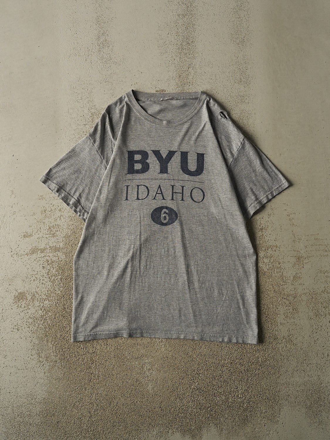 Vintage Y2K Grey Brigham Young University Idaho Tee (L/XL)