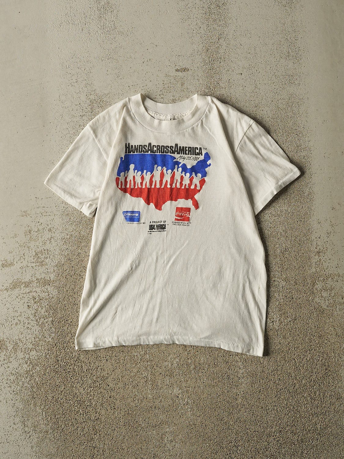 Vintage 86' White Hands Across America Single Stitch Tee (XS)