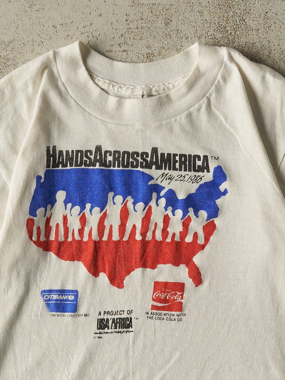 Vintage 86' White Hands Across America Single Stitch Tee (XS)