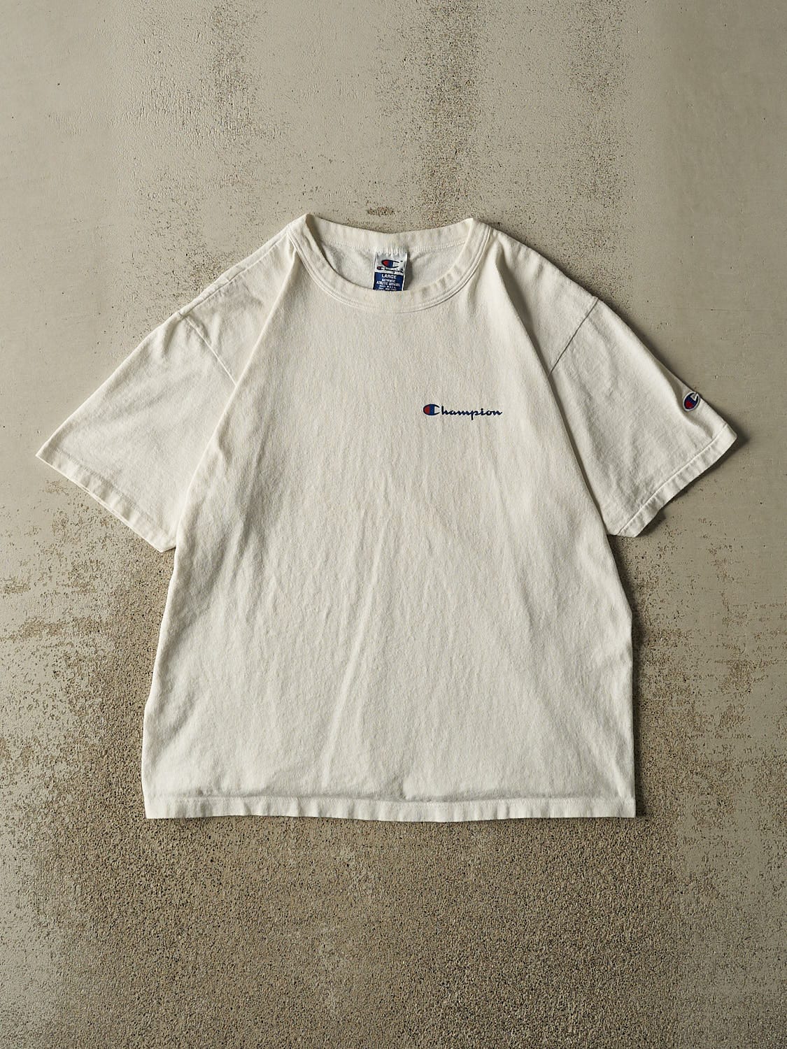 Vintage 90s White Champion Logo Tee (L)