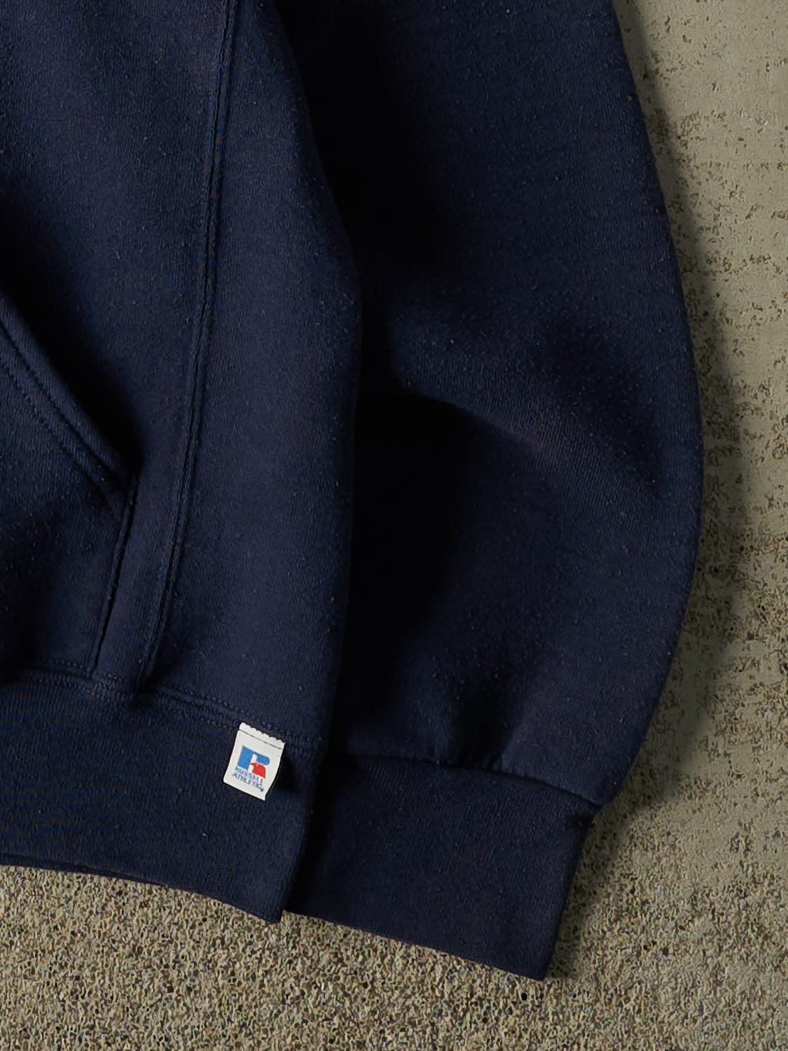 Vintage Y2K Navy Blue Russell Athletic Blank Hoodie (XS/S)