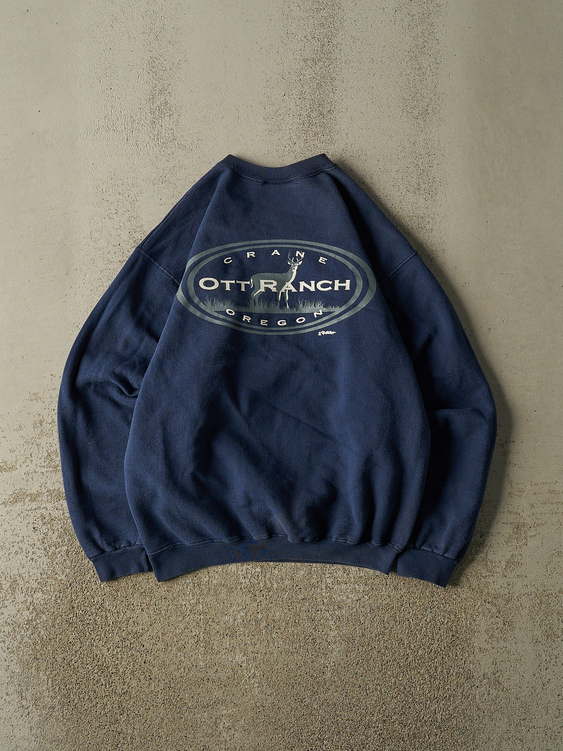 Vintage 90s Navy Blue OTT Ranch Oregon Crewneck (S/M)
