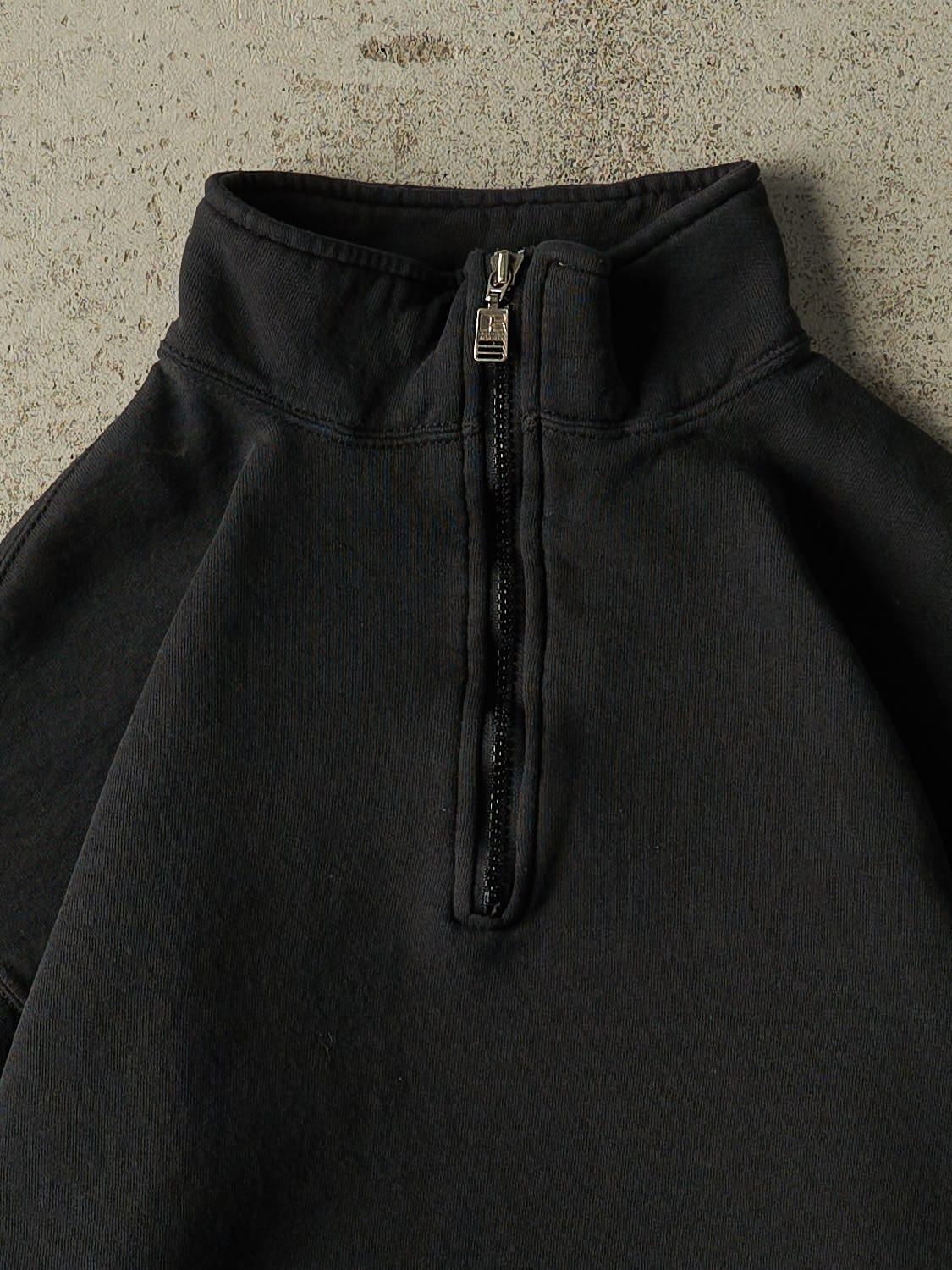 Vintage 90s Black Russell Athletic Blank Quarter Zip Sweater (S)