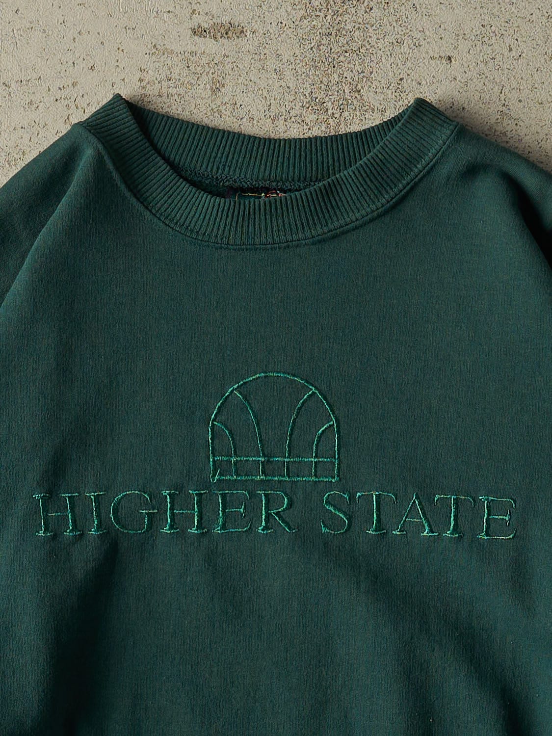 Vintage 90s Green Higher State Embroidered Crewneck (M/L)