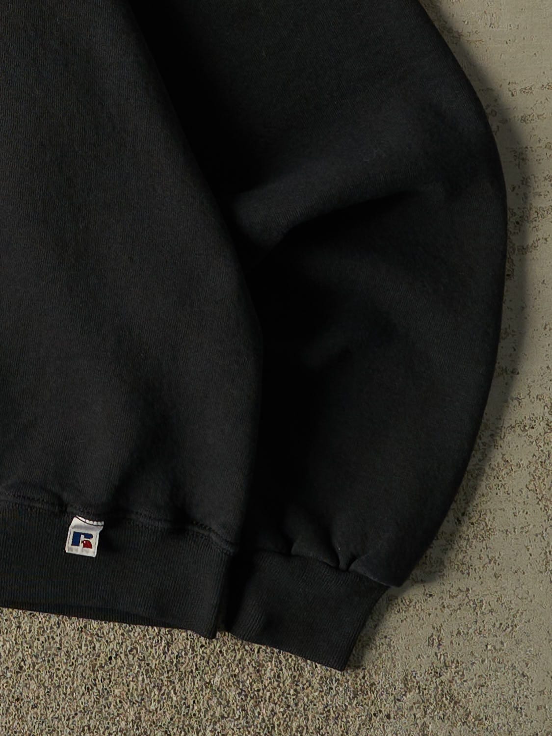 Vintage 90s Black Russell Athletic Blank Quarter Zip Sweater (S)