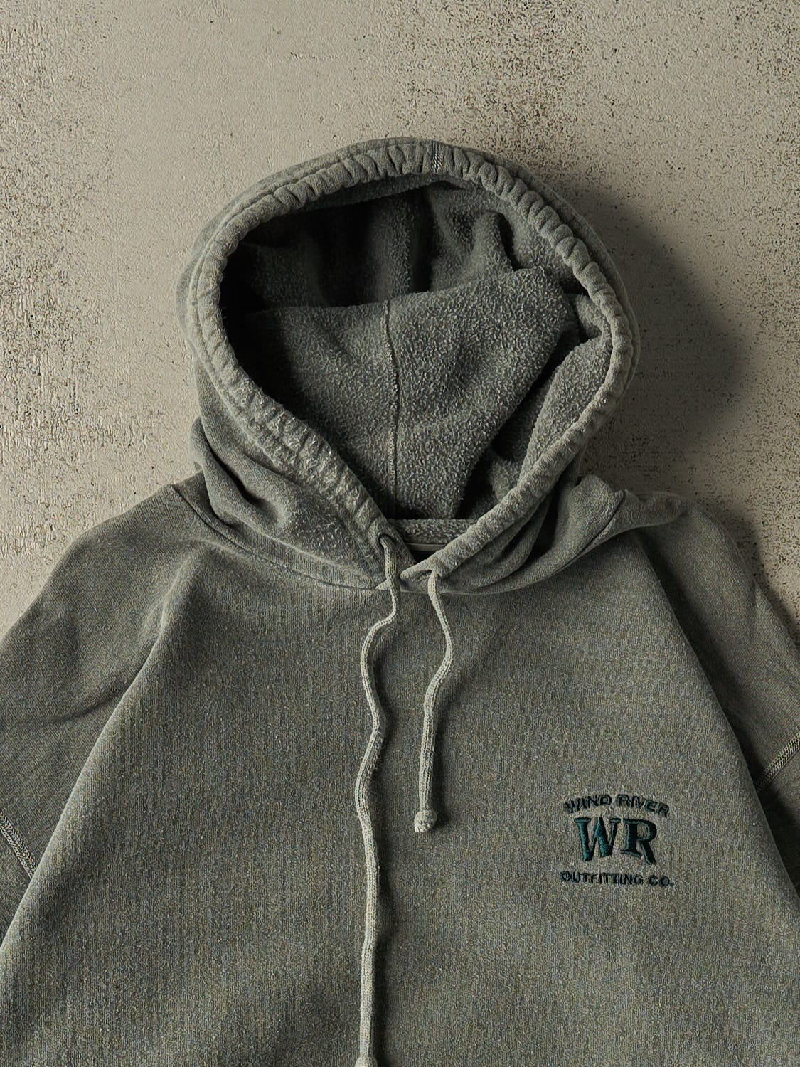 Vintage 90s Washed Green Wind River Embroidered Hoodie (XXL)