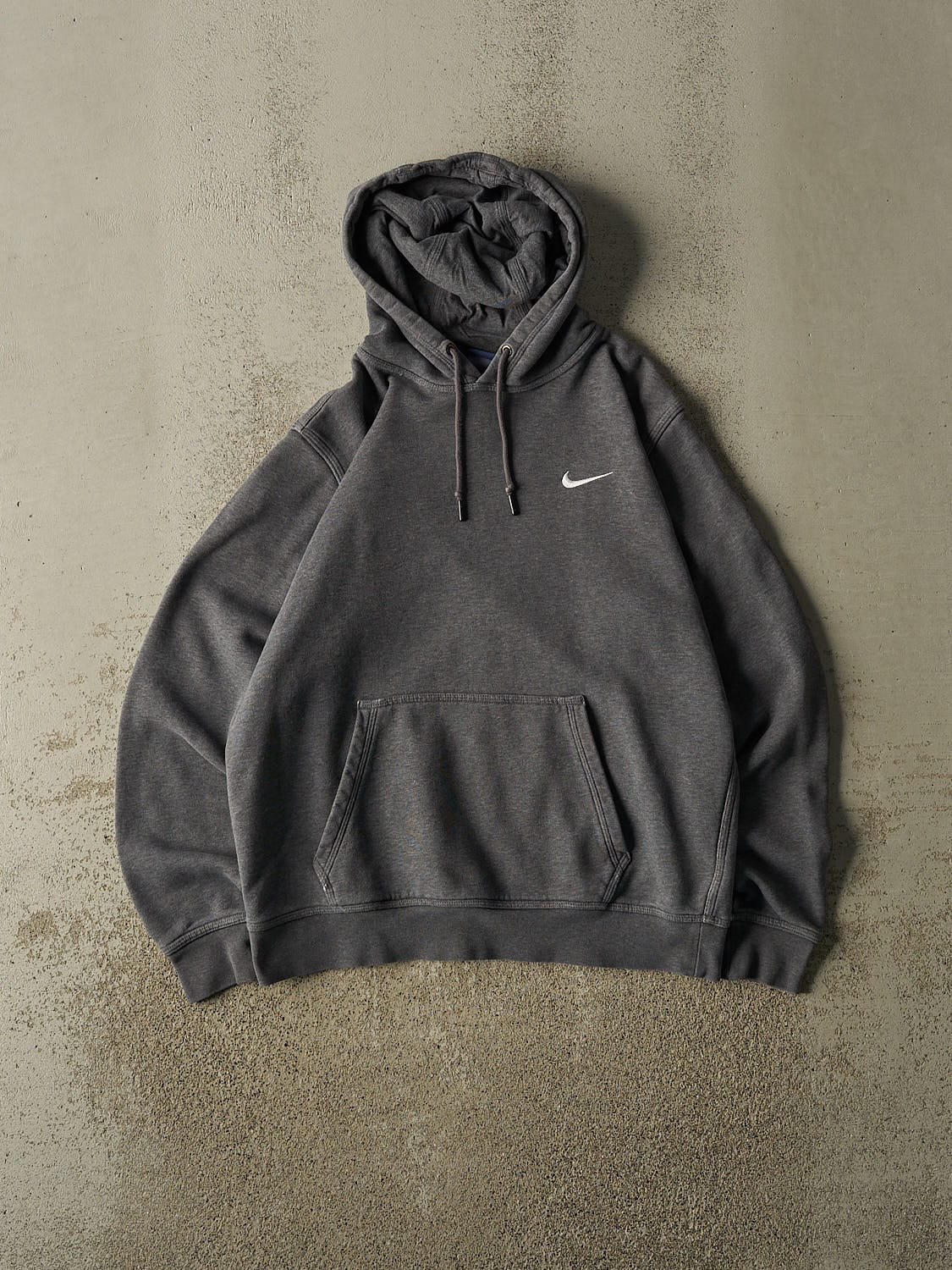 Vintage Y2K Charcoal Grey Nike Embroidered Hoodie (S/M)