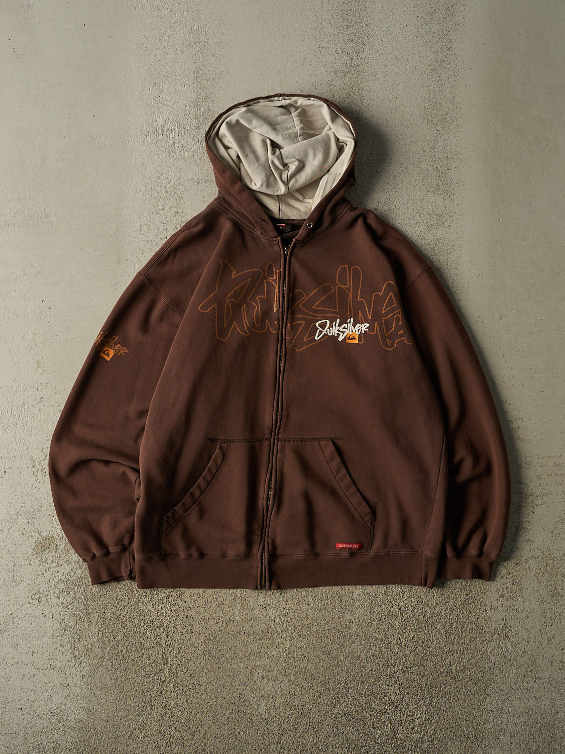 Vintage Y2K Brown Quiksilver Zip Up Hoodie (L/XL)