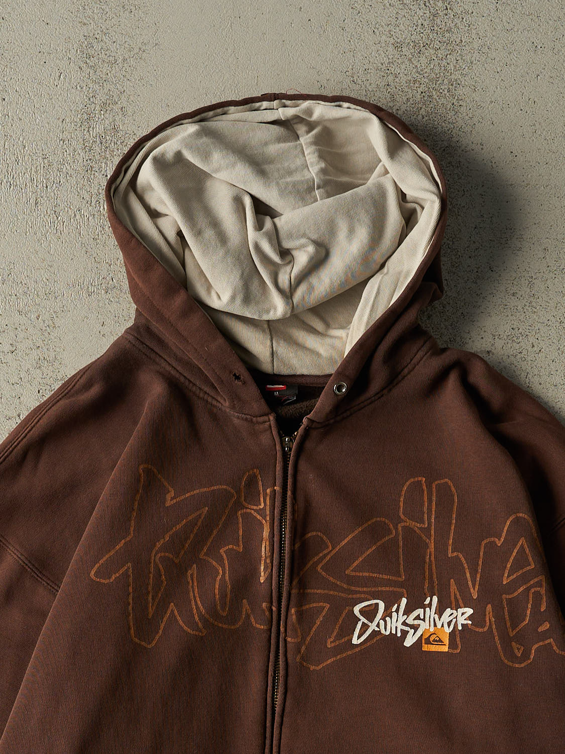 Vintage Y2K Brown Quiksilver Zip Up Hoodie (L/XL)