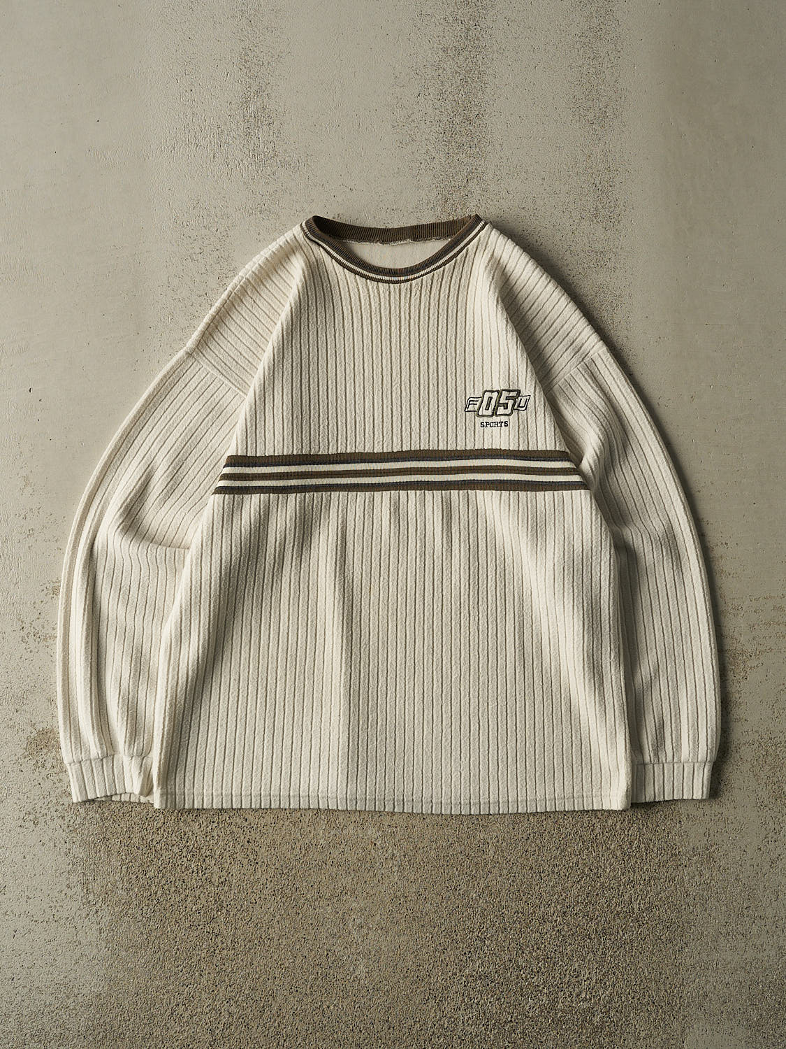 Vintage Y2K Beige Fubu Fleece Long Sleeve (XL)