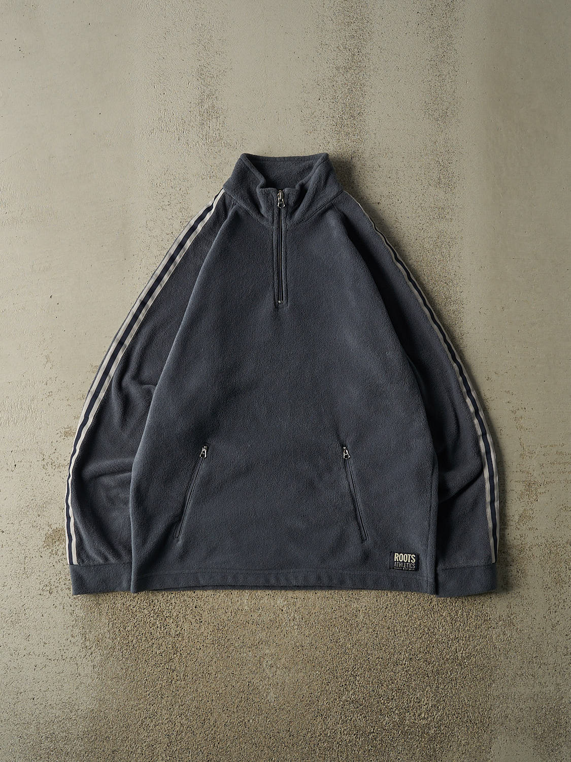 Vintage Y2K Charcoal Grey Roots Quarter Zip Fleece (L)