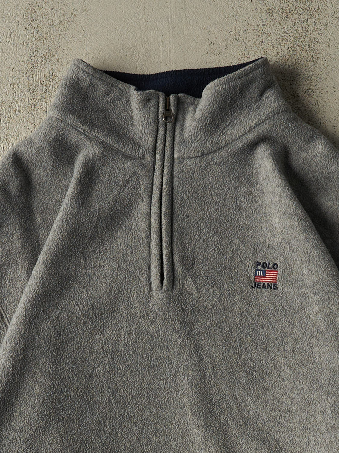 Vintage Y2K Grey Polo Jeans Co Quarter Zip Fleece (XL/XXL)