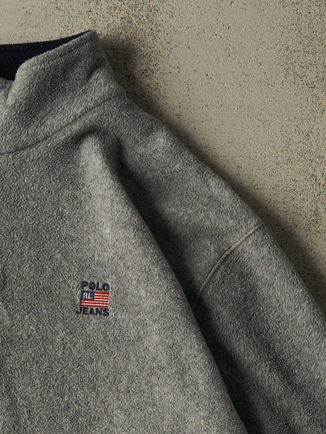 Vintage Y2K Grey Polo Jeans Co Quarter Zip Fleece (XL/XXL)
