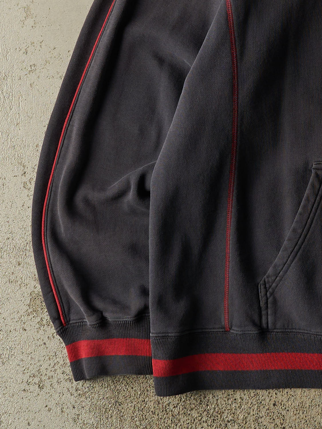 Vintage Y2K Charcoal Grey Boca Quarter Zip Hoodie (L/XL)
