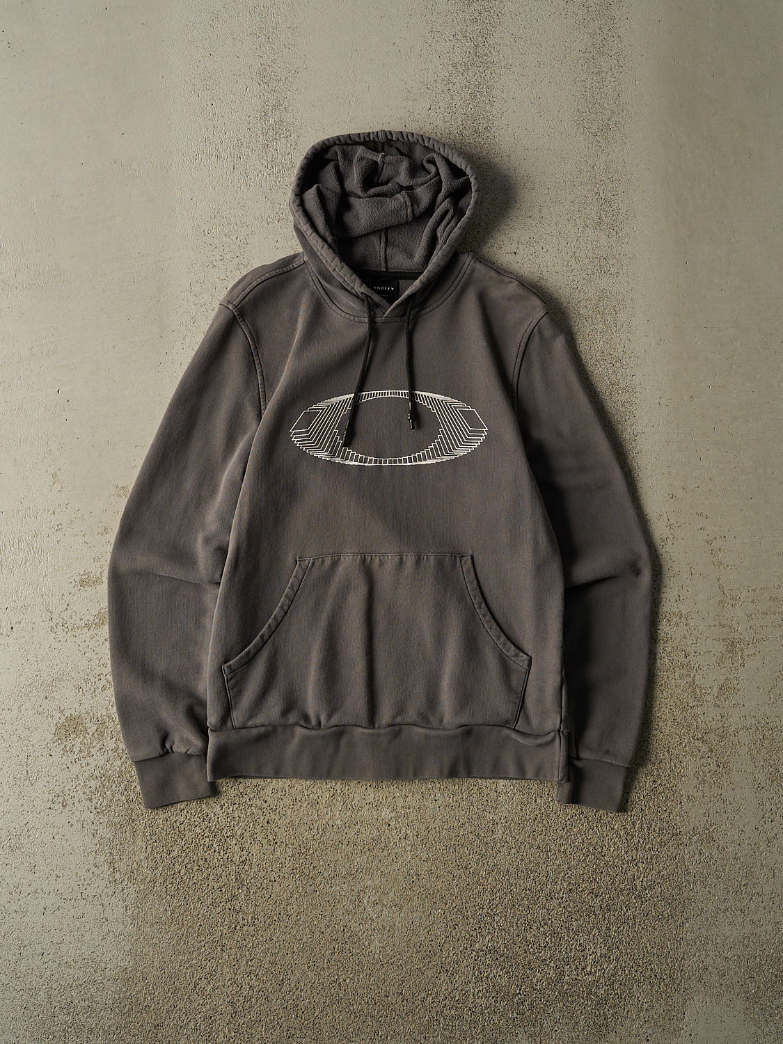 Vintage Y2K Charcoal Grey Oakley Logo Hoodie (S/M)