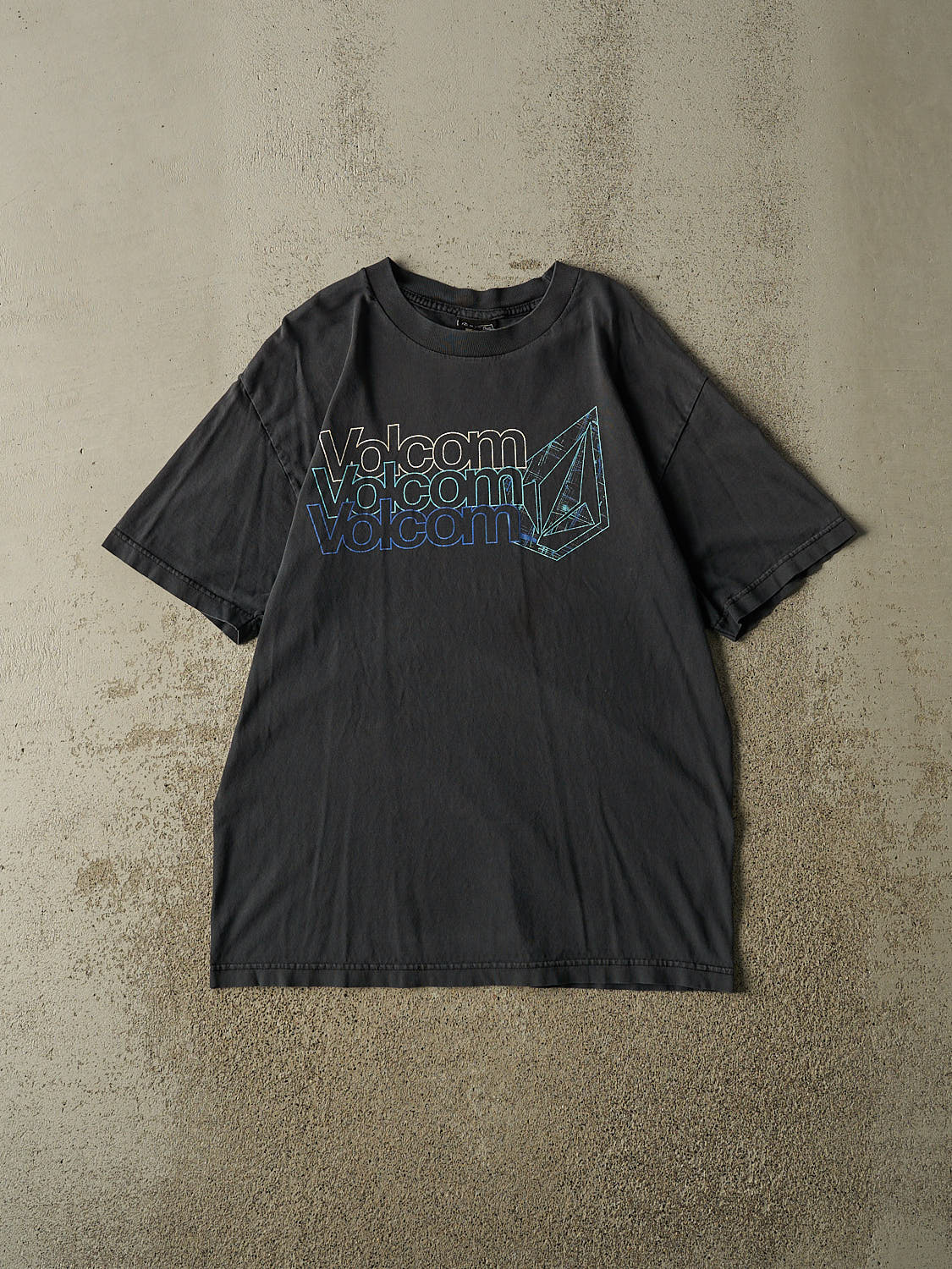 Vintage Y2K Faded Black Volcom Logo Tee (M/L)