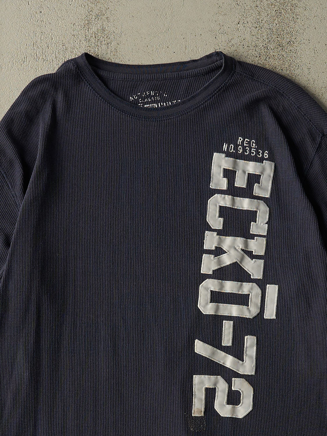 Vintage Y2K Navy Blue Ecko Thermal Long Sleeve (L/XL)