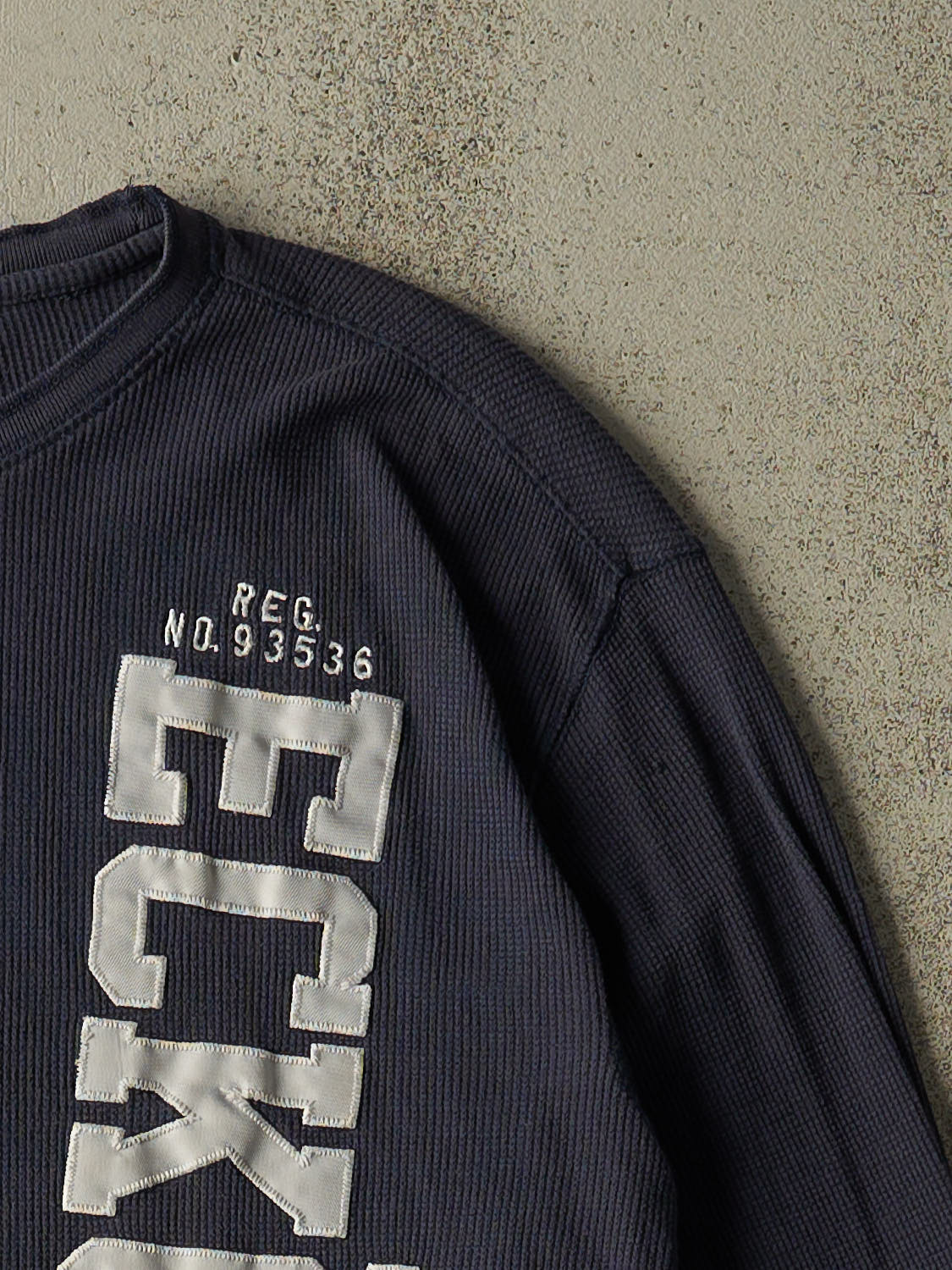 Vintage Y2K Navy Blue Ecko Thermal Long Sleeve (L/XL)