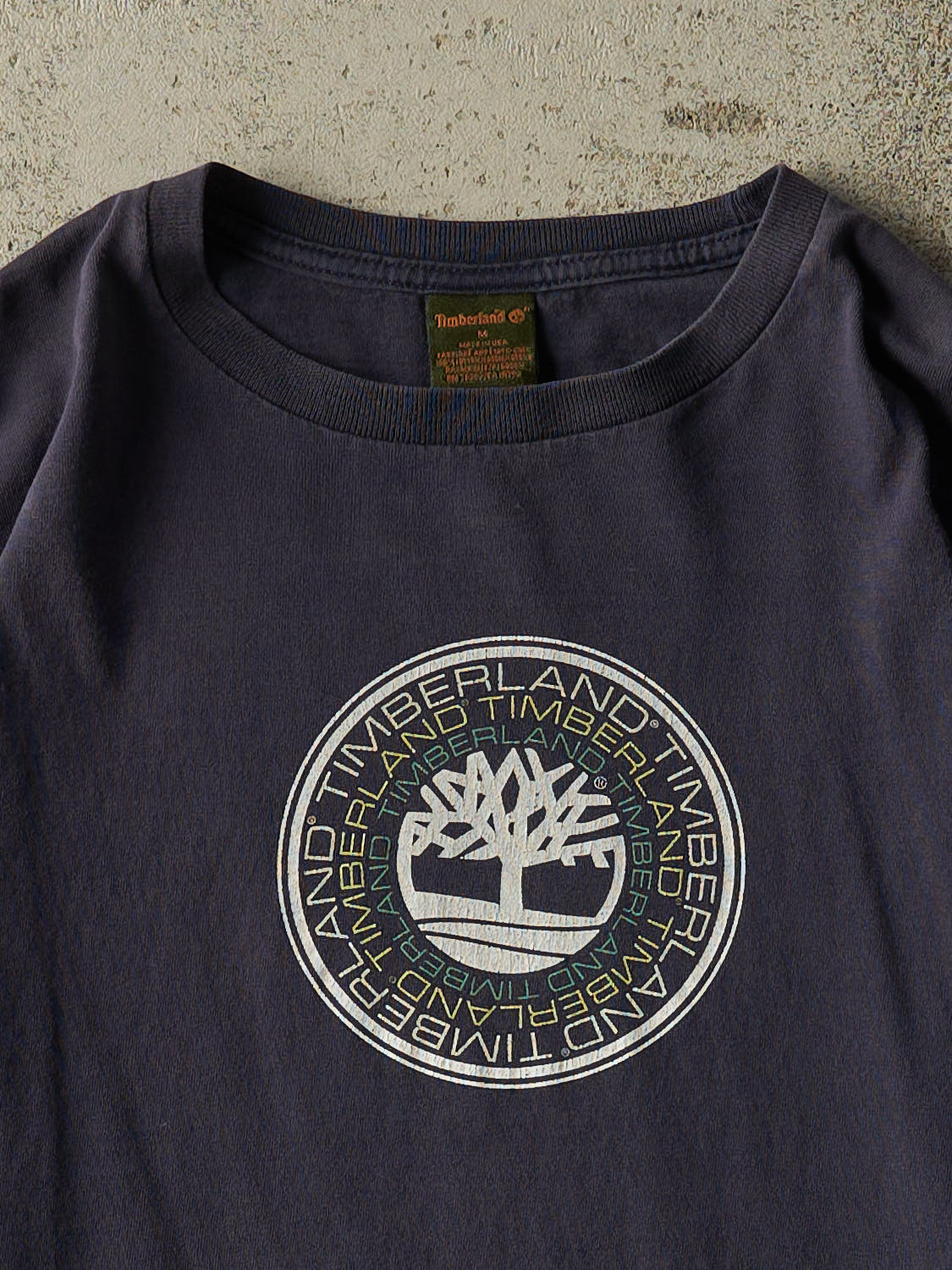 Vintage Y2K Navy Blue Timberland Logo Tee (M/L)