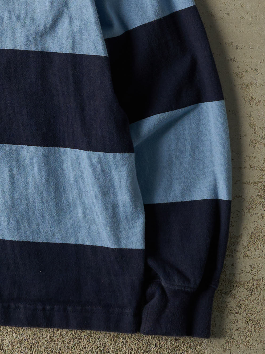 Vintage Y2K Blue Lands End Striped Quarter Button Rugby Long Sleeve (XL)