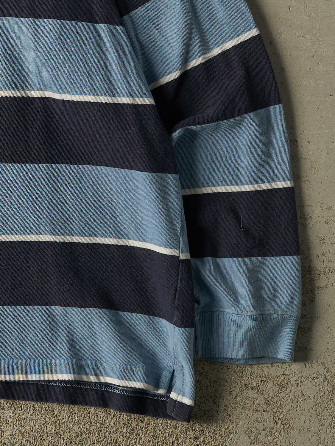 Vintage Y2K Blue Sonoma Quarter Button Striped Rugby Long Sleeve (XL/XXL)