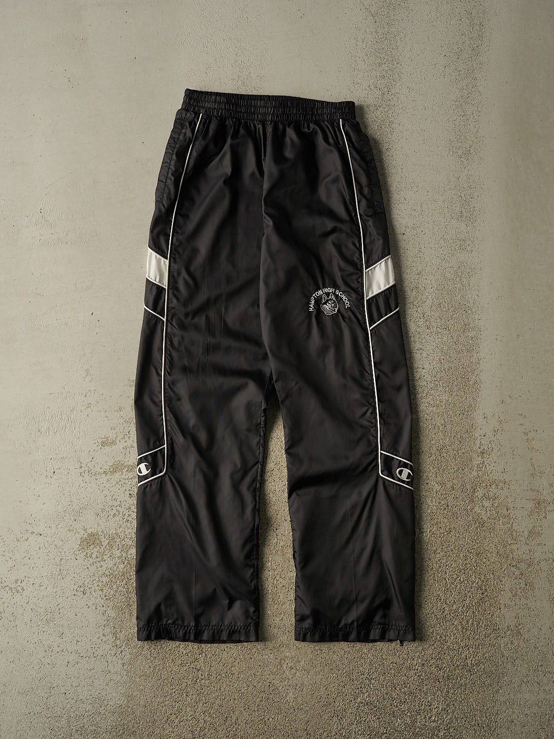 Vintage Y2K Black Champion Hampton High School Track Pants (26x30)