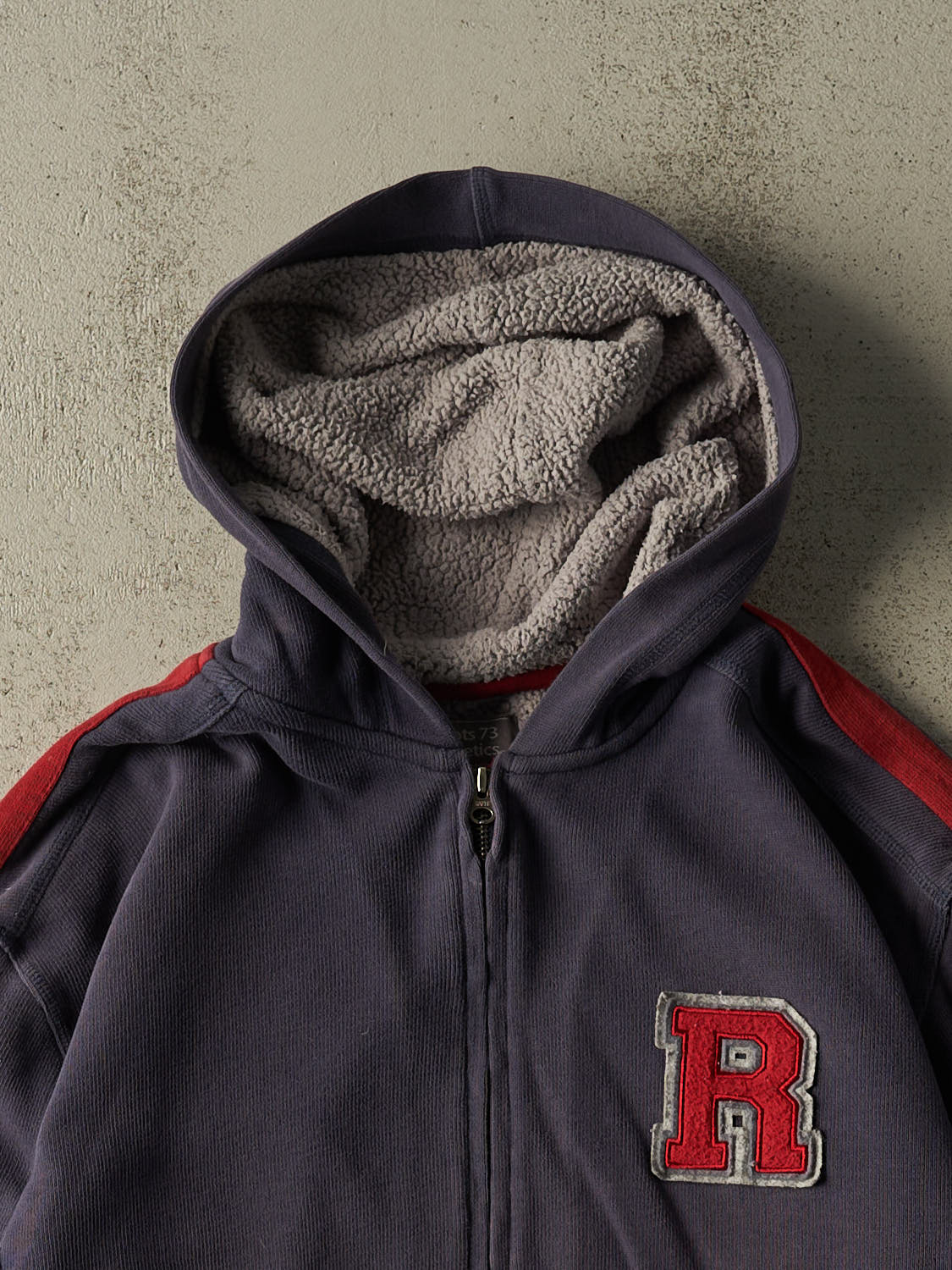 Vintage Y2K Faded Navy Roots Fleece Lined Zip Up Hoodie (XL/XXL)