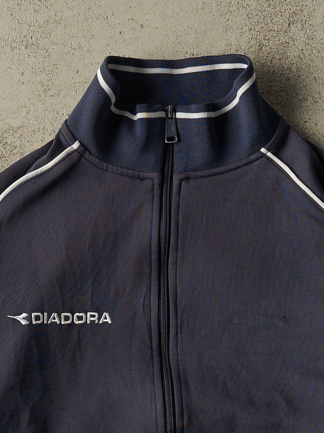 Vintage Y2K Navy Blue Diadora Zip Up Track Sweater (S/M)