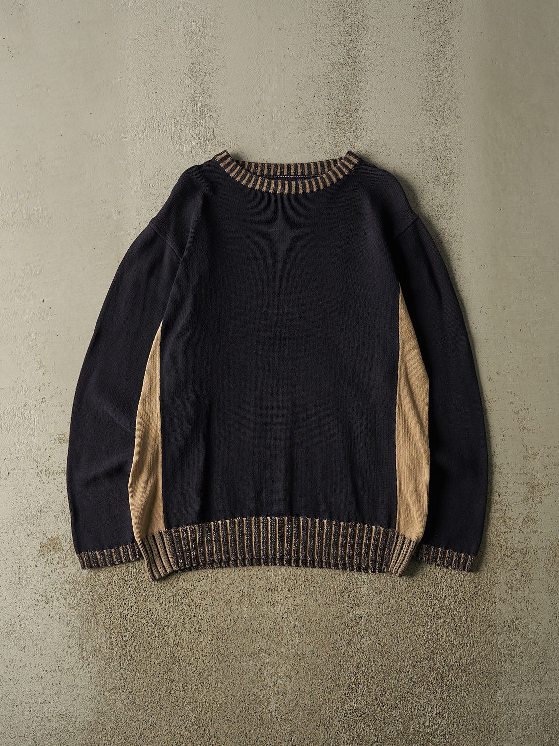 Vintage Y2K Navy Blue Bum Equipment Knit (L/XL)