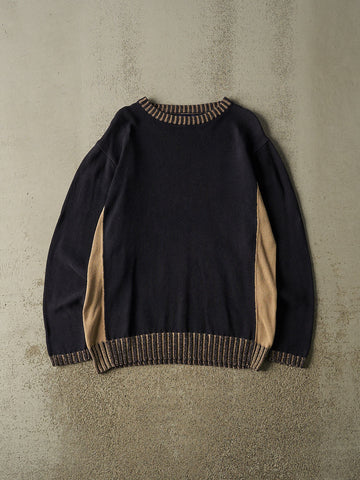 Vintage Y2K Navy Blue Bum Equipment Knit (L/XL)
